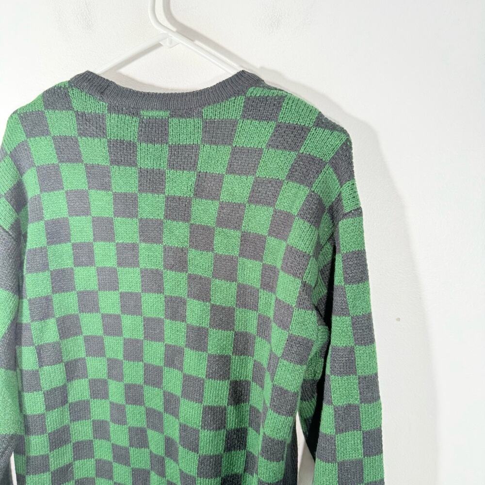 Warner Bros Harry Potter Slytherin Green Black Checkered Sweater Cardigan XS - Picture 8 of 12